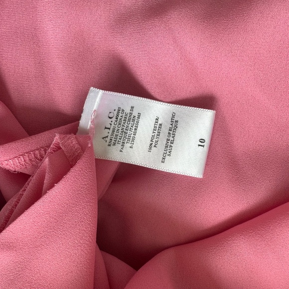 A.L.C. Angelina Plisse Satin Pleated Dress Chateau Rose Pink Halter Midi - 10 - Picture 6 of 11